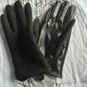 NWT Banana Republic Faux Suede & Leather Driving Gloves Black